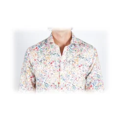 Poggianti 1985 - Linen Fantasy Shirt French Collar - Handmade in Italy - New Luxury Exclusive Collection - Avvenice