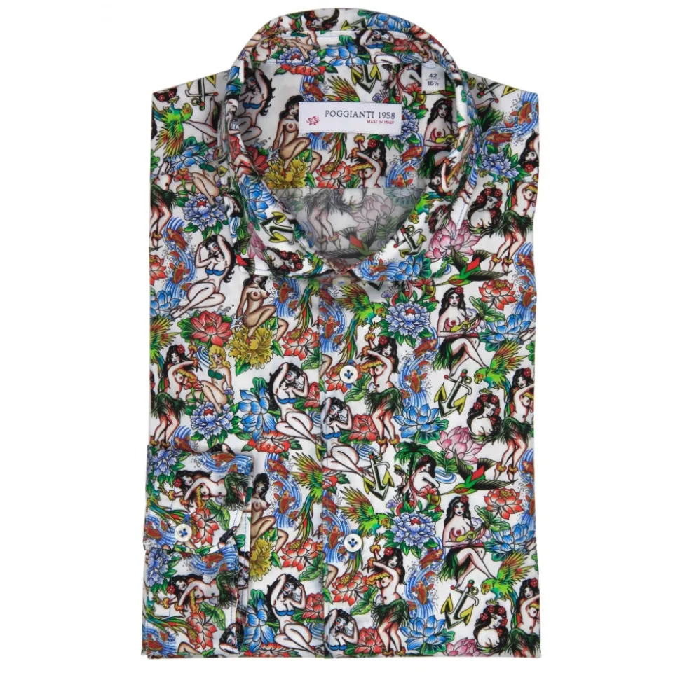 Poggianti 1985 - Multicolor Soft Collar Fantasy Shirt - Handmade in Italy - New Luxury Exclusive Collection - Avvenice