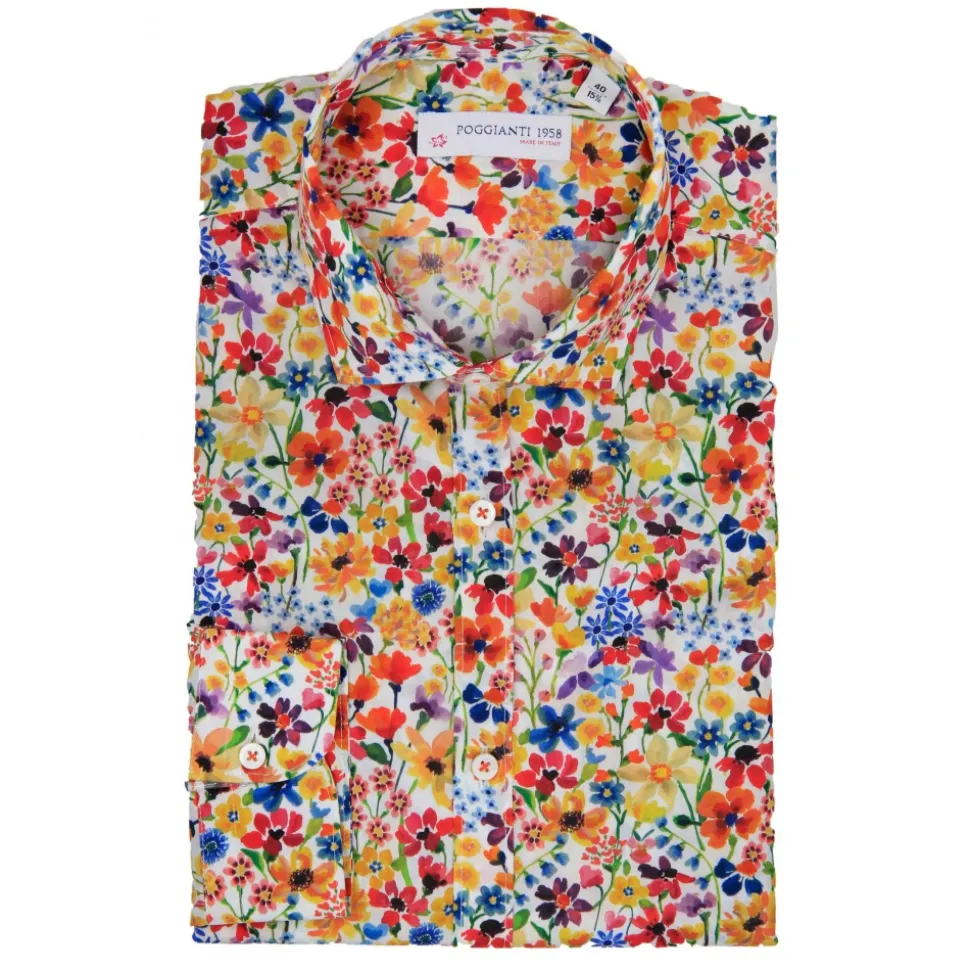 Poggianti 1985 - Multicolor Soft Collar Fantasy Shirt - Handmade in Italy - New Luxury Exclusive Collection - Avvenice