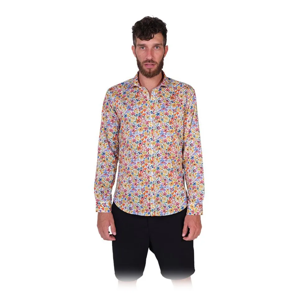 Poggianti 1985 - Multicolor Soft Collar Fantasy Shirt - Handmade in Italy - New Luxury Exclusive Collection - Avvenice