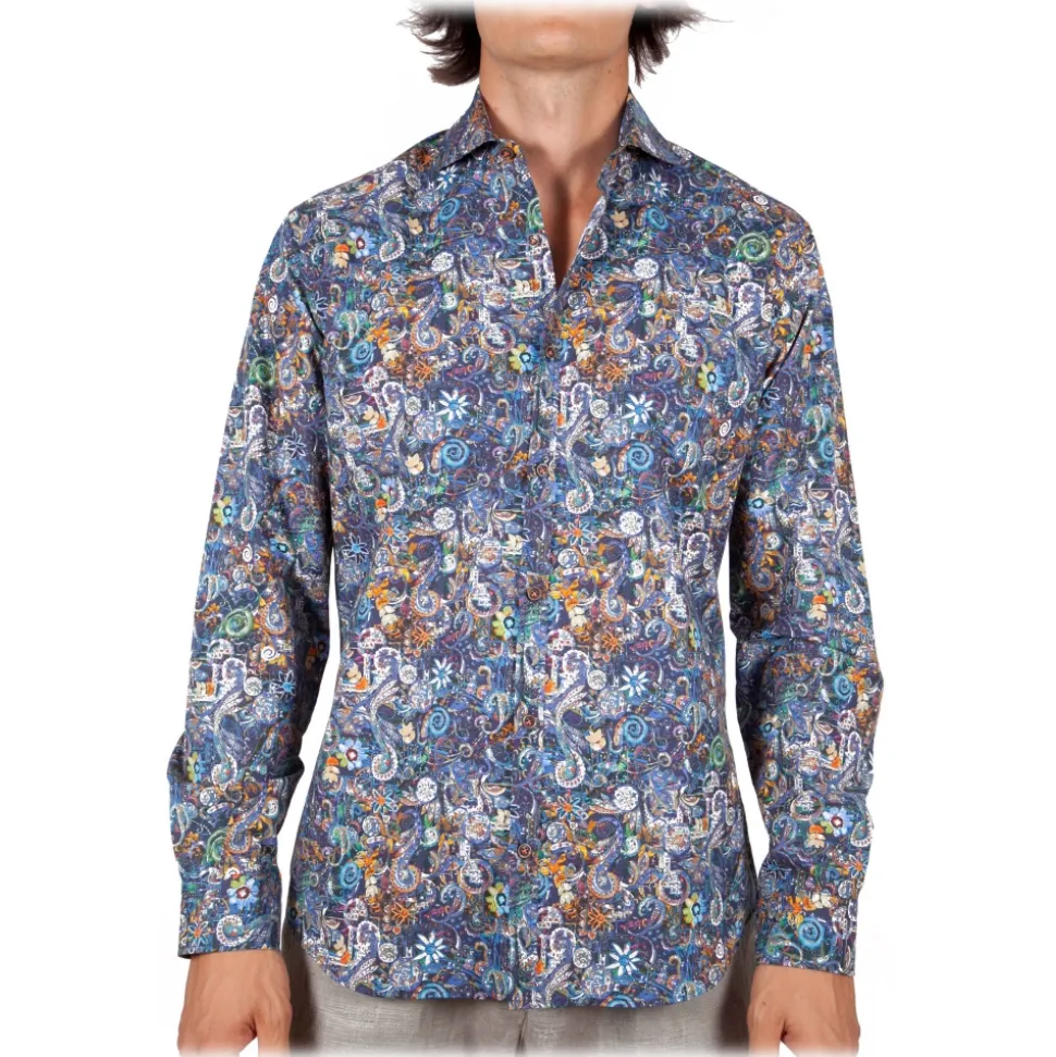 Poggianti 1985 - Multicolor Soft Collar Shirt - Handmade in Italy - New Luxury Exclusive Collection - Avvenice