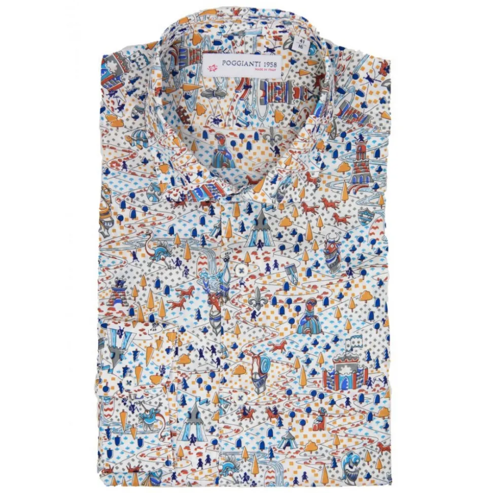 Poggianti 1985 - Multicolored Soft Collar Patterned Shirt - Handmade in Italy - New Luxury Exclusive Collection - Avvenice