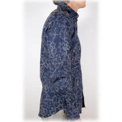 Poggianti 1985 - Patterned Shirt with Soft Embroidery Collar - Handmade in Italy - New Luxury Exclusive Collection - Avvenice