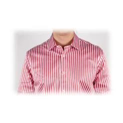 Poggianti 1985 - Red-White Striped Shirt - Handmade in Italy - New Luxury Exclusive Collection - Avvenice