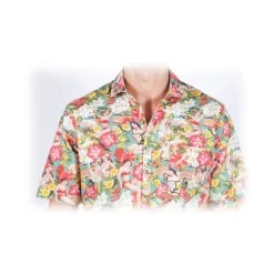 Poggianti 1985 - Short Sleeve Fancy Shirt French Collar - Handmade in Italy - New Luxury Exclusive Collection - Avvenice