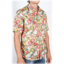 Poggianti 1985 - Short Sleeve Fancy Shirt French Collar - Handmade in Italy - New Luxury Exclusive Collection - Avvenice