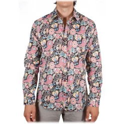 Poggianti 1985 - Small Italian Collar Patterned Shirt - Handmade in Italy - New Luxury Exclusive Collection - Avvenice