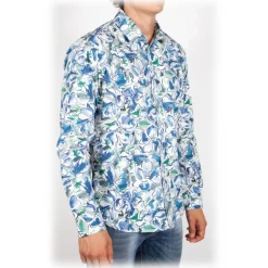 Poggianti 1985 - Small Italian Collar Patterned Shirt - Handmade in Italy - New Luxury Exclusive Collection - Avvenice