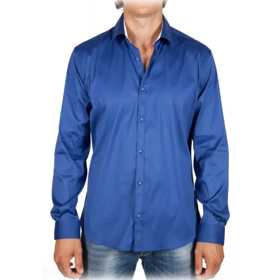 Poggianti 1985 - Solid Color Italian Collar Shirt - Handmade in Italy - New Luxury Exclusive Collection - Avvenice