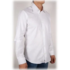Poggianti 1985 - White Oxford Shirt Italian Collar - Handmade in Italy - New Luxury Exclusive Collection - Avvenice