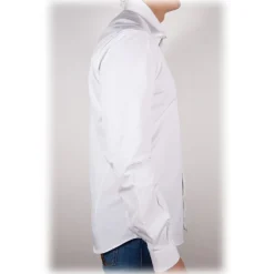 Poggianti 1985 - White Poplin Shirt Italian Collar - Handmade in Italy - New Luxury Exclusive Collection - Avvenice