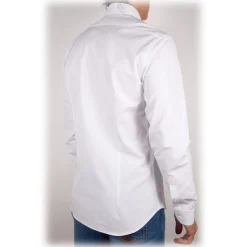 Poggianti 1985 - White Poplin Shirt Italian Collar - Handmade in Italy - New Luxury Exclusive Collection - Avvenice