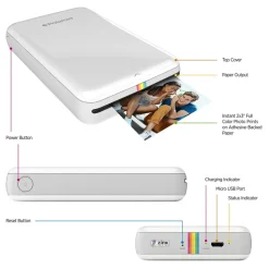 Polaroid - Polaroid ZIP Mobile Printer w/ZINK Zero Ink Printing Technology - Compatible w/iOS & Android Devices - White - Avvenice