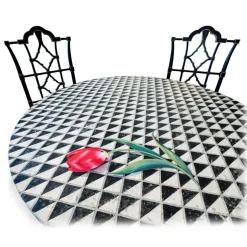 Porte Italia Interiors - Santo Stefano Table - Checkered Decoration - Table - Sea Foam Table - Avvenice