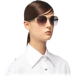 Prada - Geometric Shape Sunglasses - Shaded Anthracite Pale Gold - Prada Collection - Sunglasses - Prada Eyewear - Avvenice