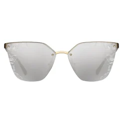 Prada - Prada Cinéma - White Gold Irregular Cat Eye Sunglasses - Prada Cinéma Collection - Sunglasses - Prada Eyewear - Avvenice