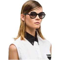 Prada - Prada Collection - Black Astral Talc Tortoise Round Sunglasses - Prada Collection - Sunglasses - Prada Eyewear - Avvenice