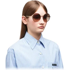 Prada - Prada Eyewear - Round Sunglasses - Cocoa Brown Pale Gold - Prada Collection - Sunglasses - Prada Eyewear - Avvenice