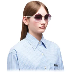Prada - Prada Eyewear - Round Sunglasses - Opaque Chalk White Steel Gray - Prada Collection - Sunglasses - Prada Eyewear - Avvenice