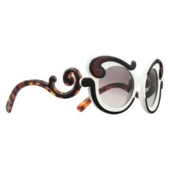 Prada - Prada Minimal Baroque - Talc Black Cocoa Round Sunglasses - Prada Collection - Sunglasses - Prada Eyewear - Avvenice