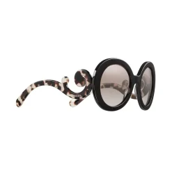 Prada - Prada Minimal Baroque - Round Sunglasses - Black Chalky White Tortoiseshell - Sunglasses - Prada Eyewear - Avvenice