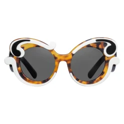 Prada - Prada Minimal Baroque - Caramel Talc Black Turtle Round Sunglasses - Prada Collection - Sunglasses - Prada Eyewear - Avvenice