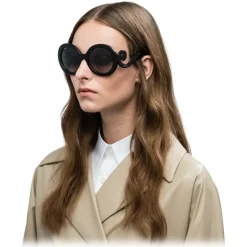 Prada - Prada Minimal Baroque - Round Sunglasses - Black Shaded Gray - Sunglasses - Prada Eyewear - Avvenice
