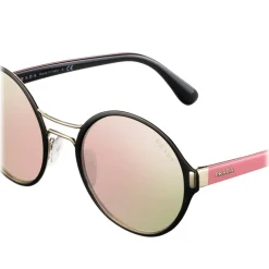 Prada - Prada Mod - Black and Pale Gold Round Sunglasses - Prada Mod Collection - Sunglasses - Prada Eyewear - Avvenice