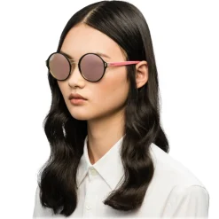 Prada - Prada Mod - Black and Pale Gold Round Sunglasses - Prada Mod Collection - Sunglasses - Prada Eyewear - Avvenice