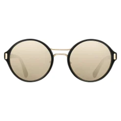 Prada - Prada Mod - Black and Light Pale Gold Round Sunglasses - Prada Mod Collection - Sunglasses - Prada Eyewear - Avvenice
