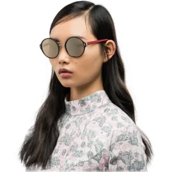 Prada - Prada Mod - Black and Light Pale Gold Round Sunglasses - Prada Mod Collection - Sunglasses - Prada Eyewear - Avvenice