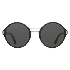 Prada - Prada Mod - Black and Steel Round Sunglasses - Prada Mod Collection - Sunglasses - Prada Eyewear - Avvenice