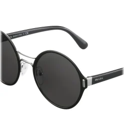 Prada - Prada Mod - Black and Steel Round Sunglasses - Prada Mod Collection - Sunglasses - Prada Eyewear - Avvenice