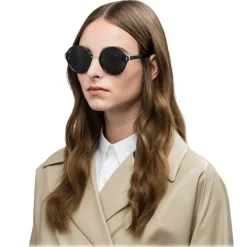 Prada - Prada Mod - Black and Steel Round Sunglasses - Prada Mod Collection - Sunglasses - Prada Eyewear - Avvenice
