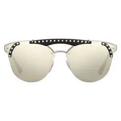 Prada - Prada Ornate - Steel and Black Cat Eye Sunglasses - Prada Ornate Collection - Sunglasses - Prada Eyewear - Avvenice