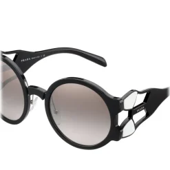 Prada - Prada Tapestry - Black White Round Sunglasses - Prada Tapestry Collection - Sunglasses - Prada Eyewear - Avvenice