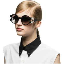 Prada - Prada Tapestry - Black White Round Sunglasses - Prada Tapestry Collection - Sunglasses - Prada Eyewear - Avvenice