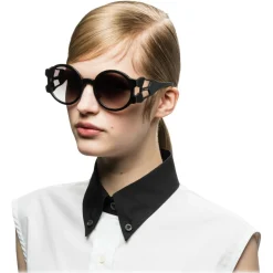 Prada - Prada Tapestry - Black Round Sunglasses - Prada Tapestry Collection - Sunglasses - Prada Eyewear - Avvenice
