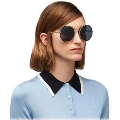 Prada - Round Sunglasses - Opaque Black Pale Gold - Prada Collection - Sunglasses - Prada Eyewear - Avvenice