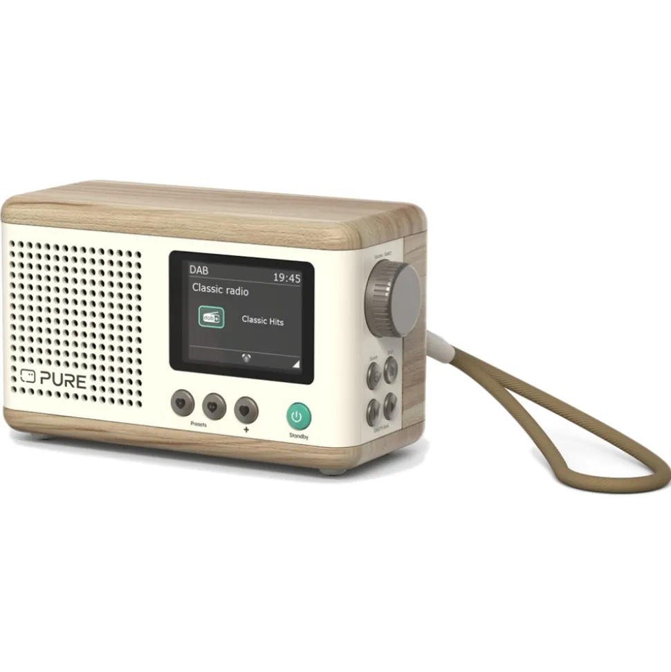Pure - Classic Mini - The Charming Portable Digital Radio - Cotton White/Oak - High Quality Digital Radio - Avvenice