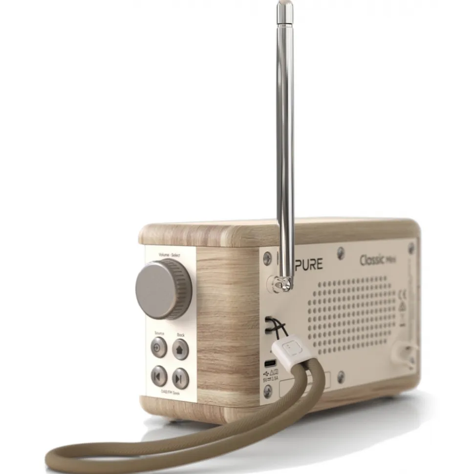 Pure - Classic Mini - The Charming Portable Digital Radio - Cotton White/Oak - High Quality Digital Radio - Avvenice