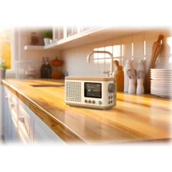 Pure - Classic Mini - The Charming Portable Digital Radio - Cotton White/Oak - High Quality Digital Radio - Avvenice