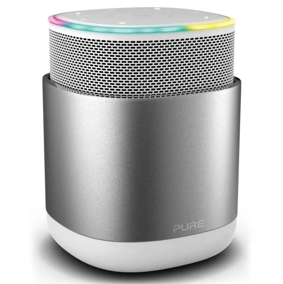 Pure - DiscovR - Silver - Portable Smart Speaker - Alexa Built-In, Enhanced Music Discovery - High Quality Digital Radio - Avvenice