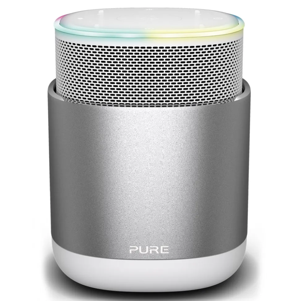 Pure - DiscovR - Silver - Portable Smart Speaker - Alexa Built-In, Enhanced Music Discovery - High Quality Digital Radio - Avvenice
