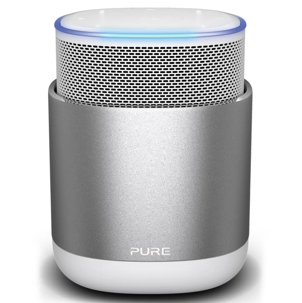 Pure - DiscovR - Silver - Portable Smart Speaker - Alexa Built-In, Enhanced Music Discovery - High Quality Digital Radio - Avvenice