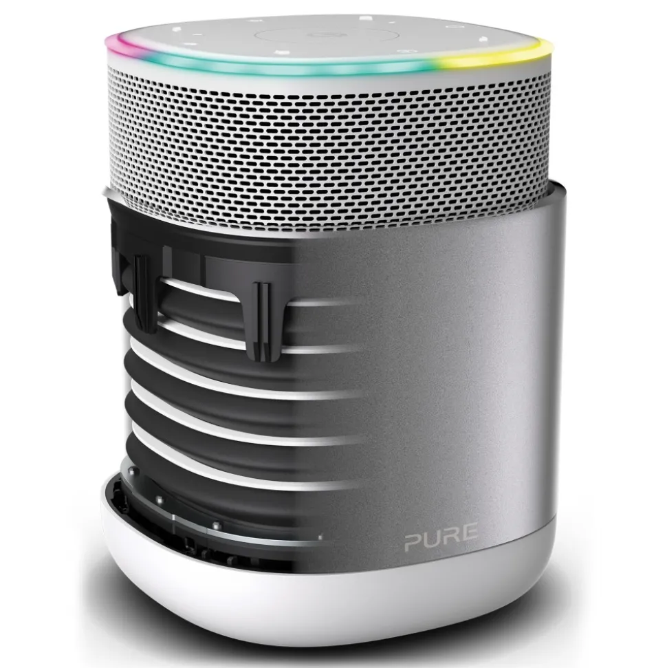 Pure - DiscovR - Silver - Portable Smart Speaker - Alexa Built-In, Enhanced Music Discovery - High Quality Digital Radio - Avvenice
