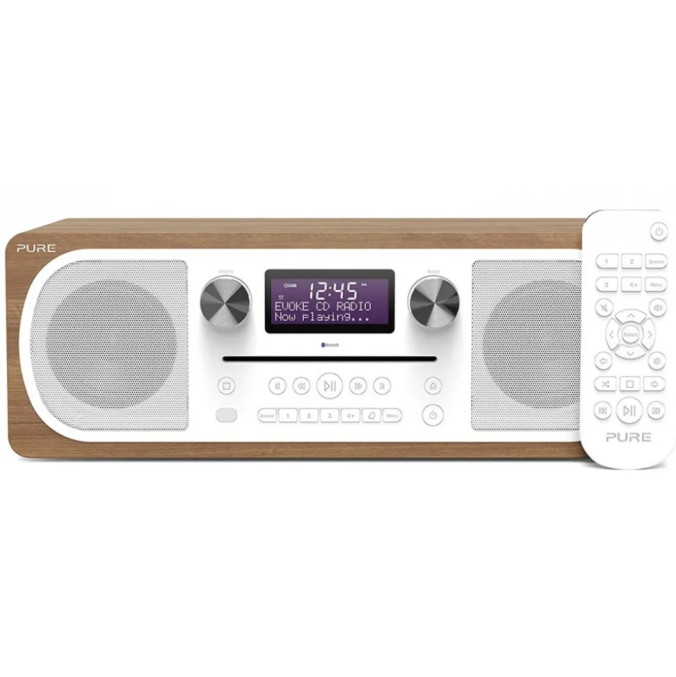 Pure - Evoke C-D6 - Walnut - Stereo All-in-One Music System with Bluetooth - High Quality Digital Radio - Avvenice