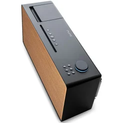 Pure - Evoke Home - Wood Edition - Coffee Black with Cherry Wood Grill - All-in-One Music System - High Quality Digital Radio - Avvenice