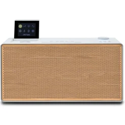 Pure - Evoke Home - Wood Edition - Cotton White with Cherry Wood Grill - All-in-One Music System - High Quality Digital Radio - Avvenice