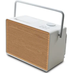 Pure - Evoke Play - Cotton White Cherry Wood Grill - Portable DAB+ Radio with Bluetooth - High Quality Digital Radio - Avvenice